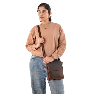 Brown Leather Sling/ Crossbody Bag for Travel and Casual Use