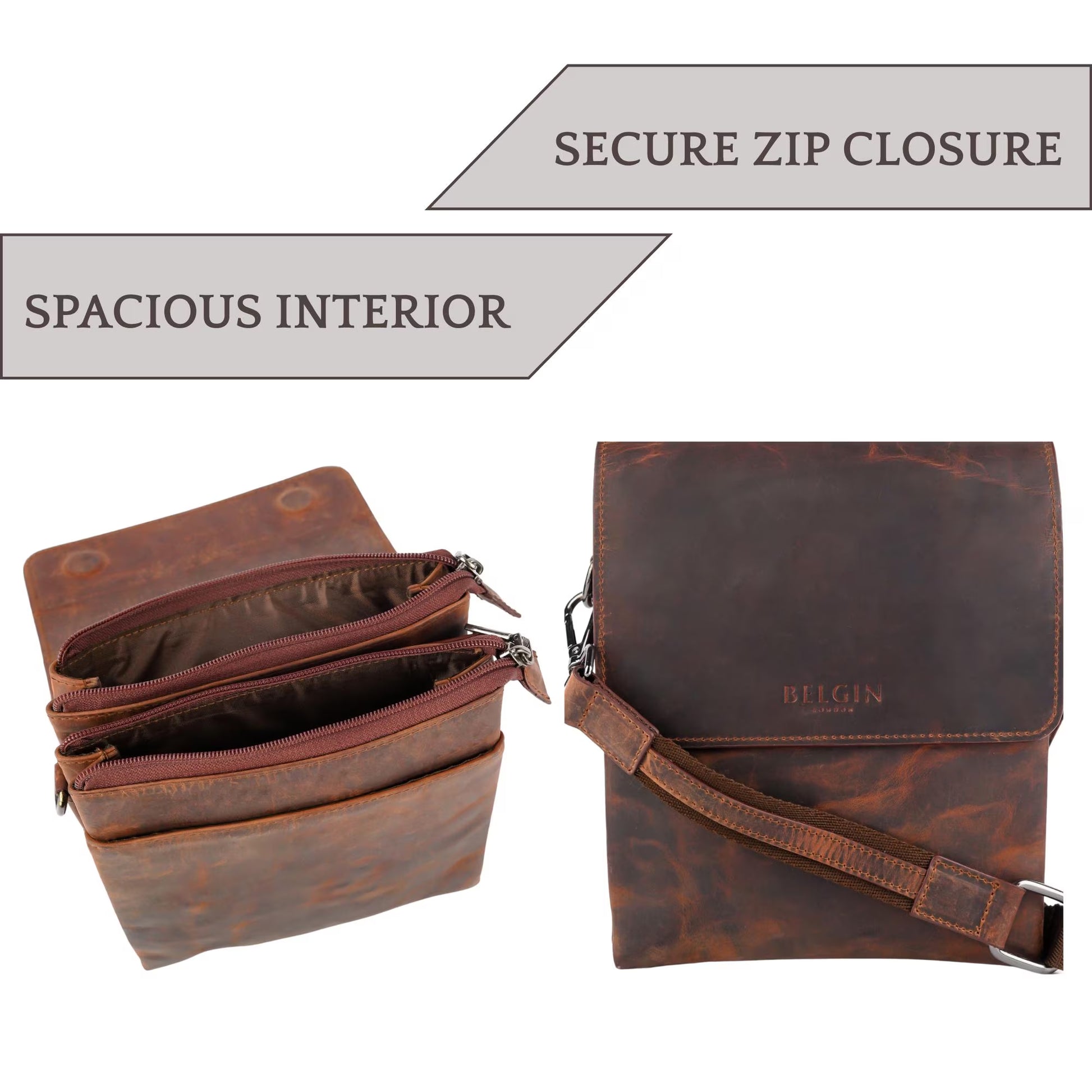 Brown Leather Sling/ Crossbody Bag for Travel and Casual Use