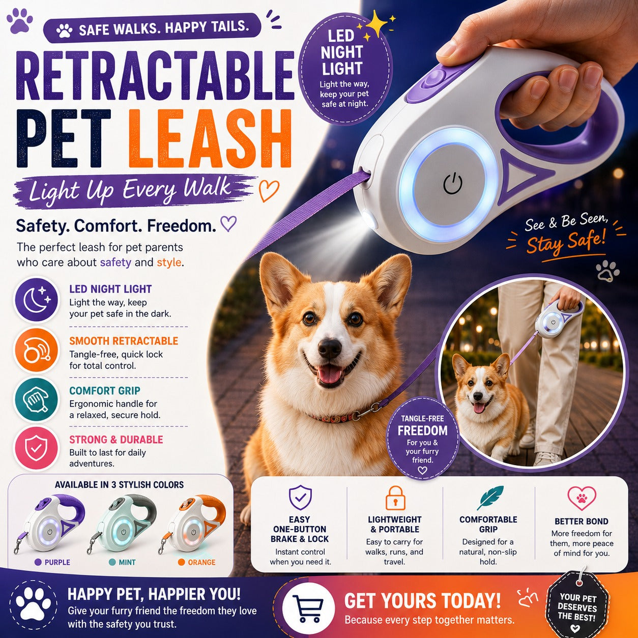 Retractable pet leash