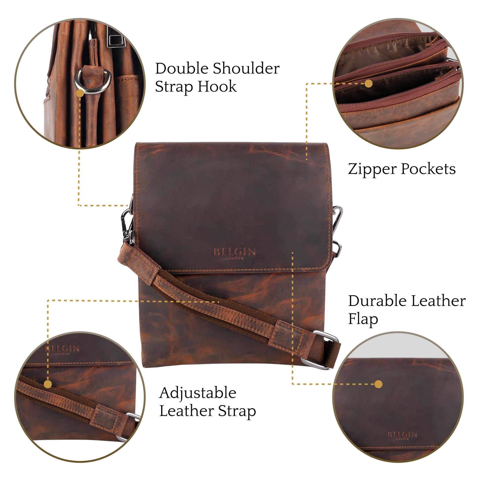 Brown Leather Sling/ Crossbody Bag for Travel and Casual Use