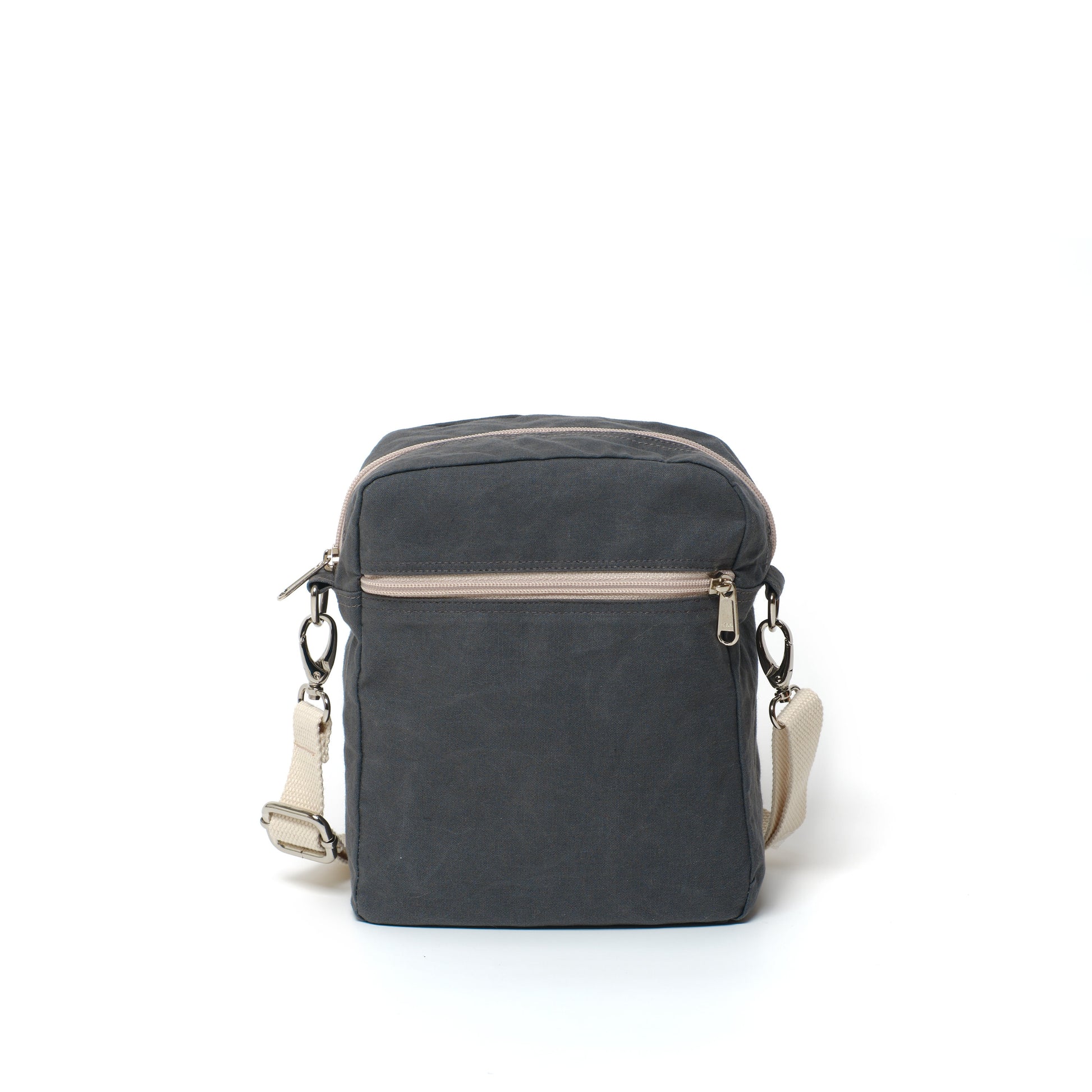 Small Gray Canvas Messenger Bag: Crossbody Travel Bag