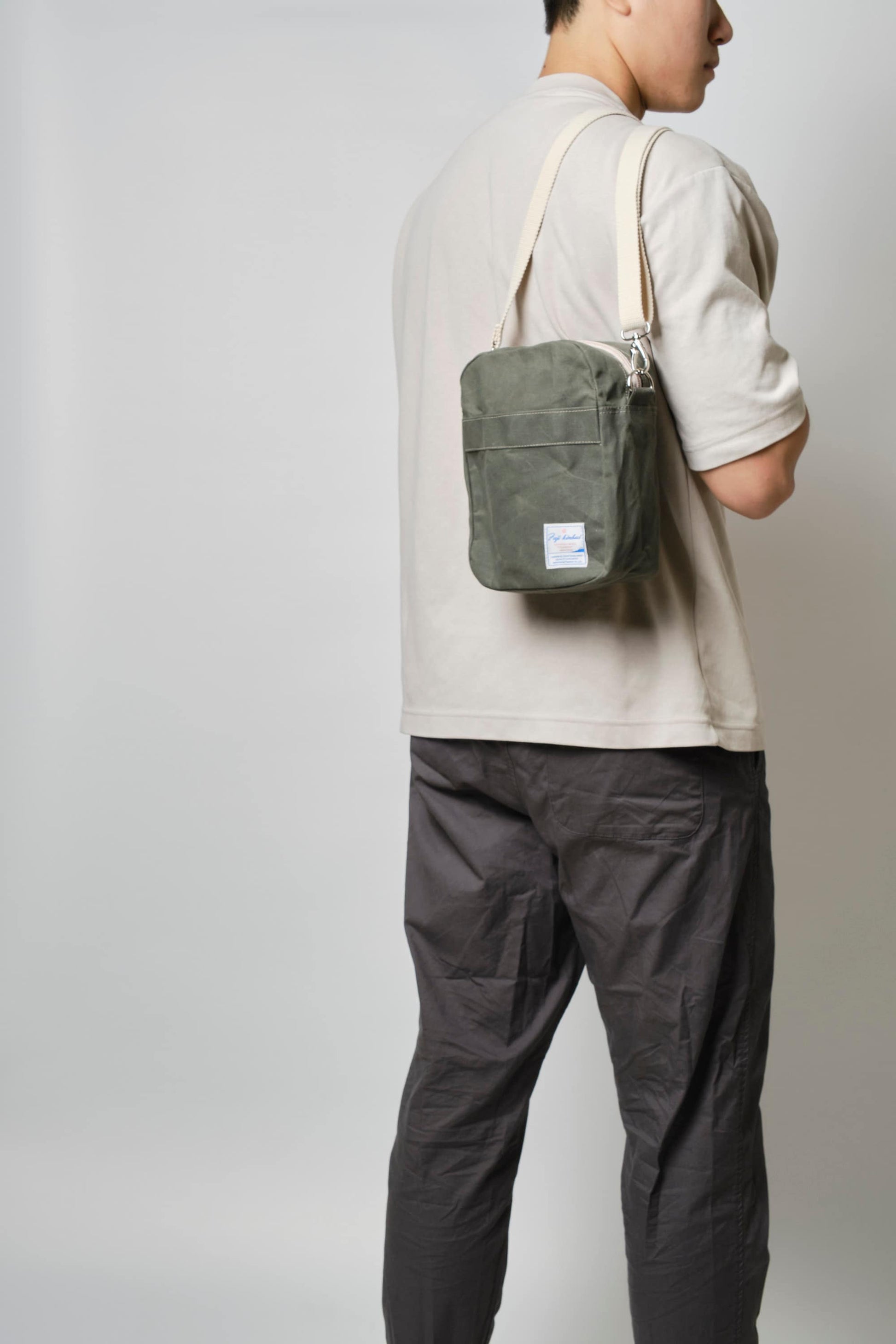 Small Gray Canvas Messenger Bag: Crossbody Travel Bag