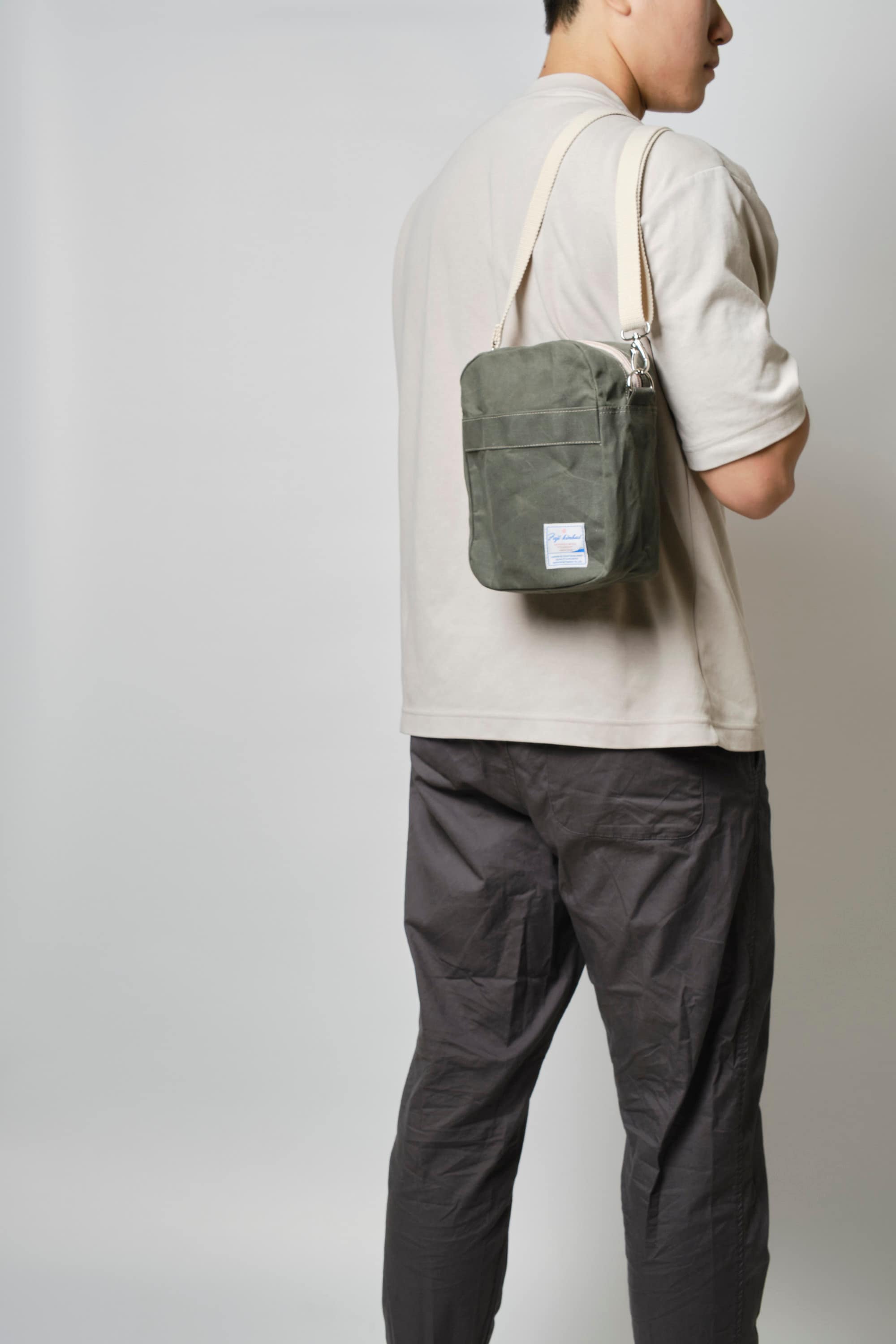 Small Gray Canvas Messenger Bag: Crossbody Travel Bag