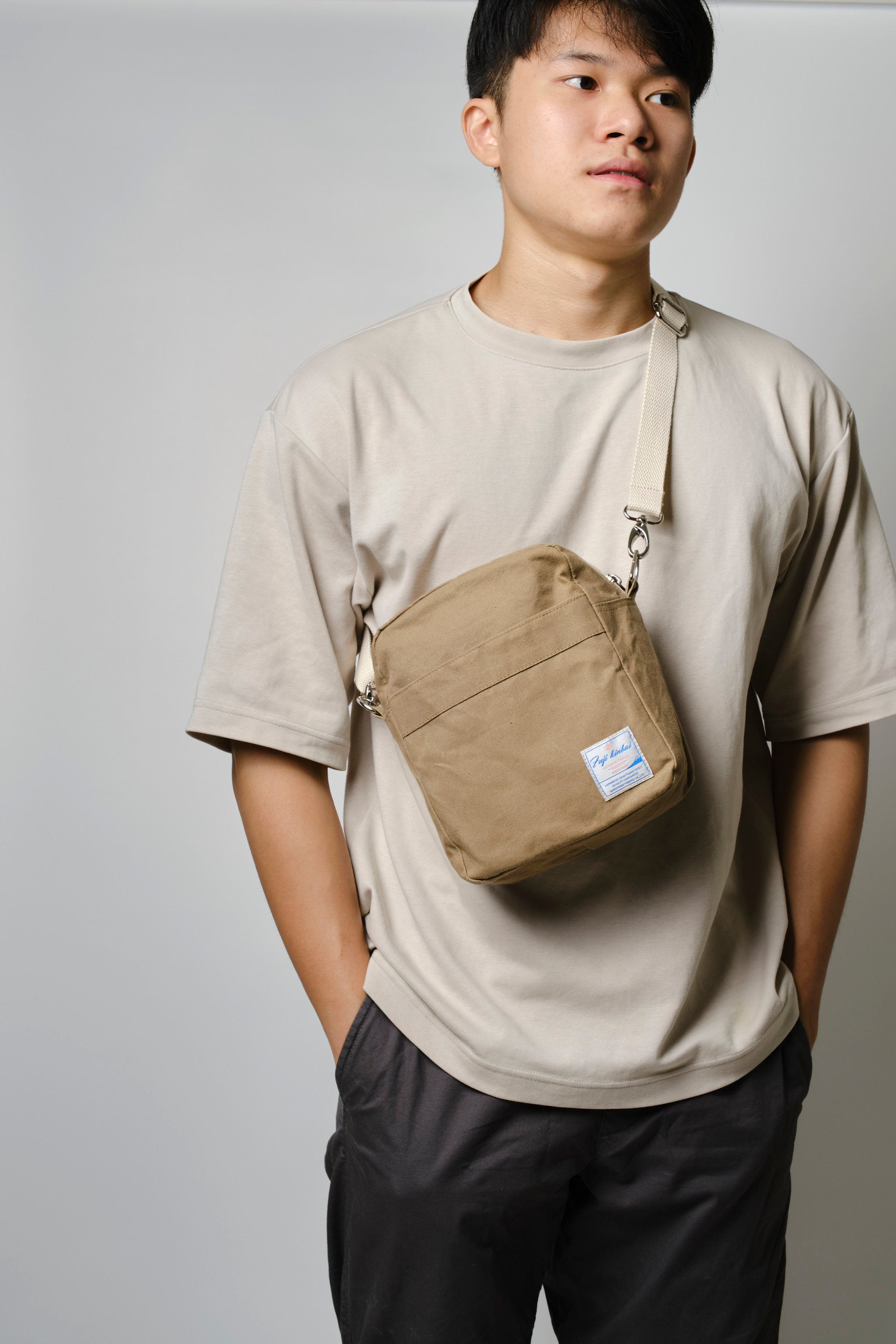 Small Gray Canvas Messenger Bag: Crossbody Travel Bag