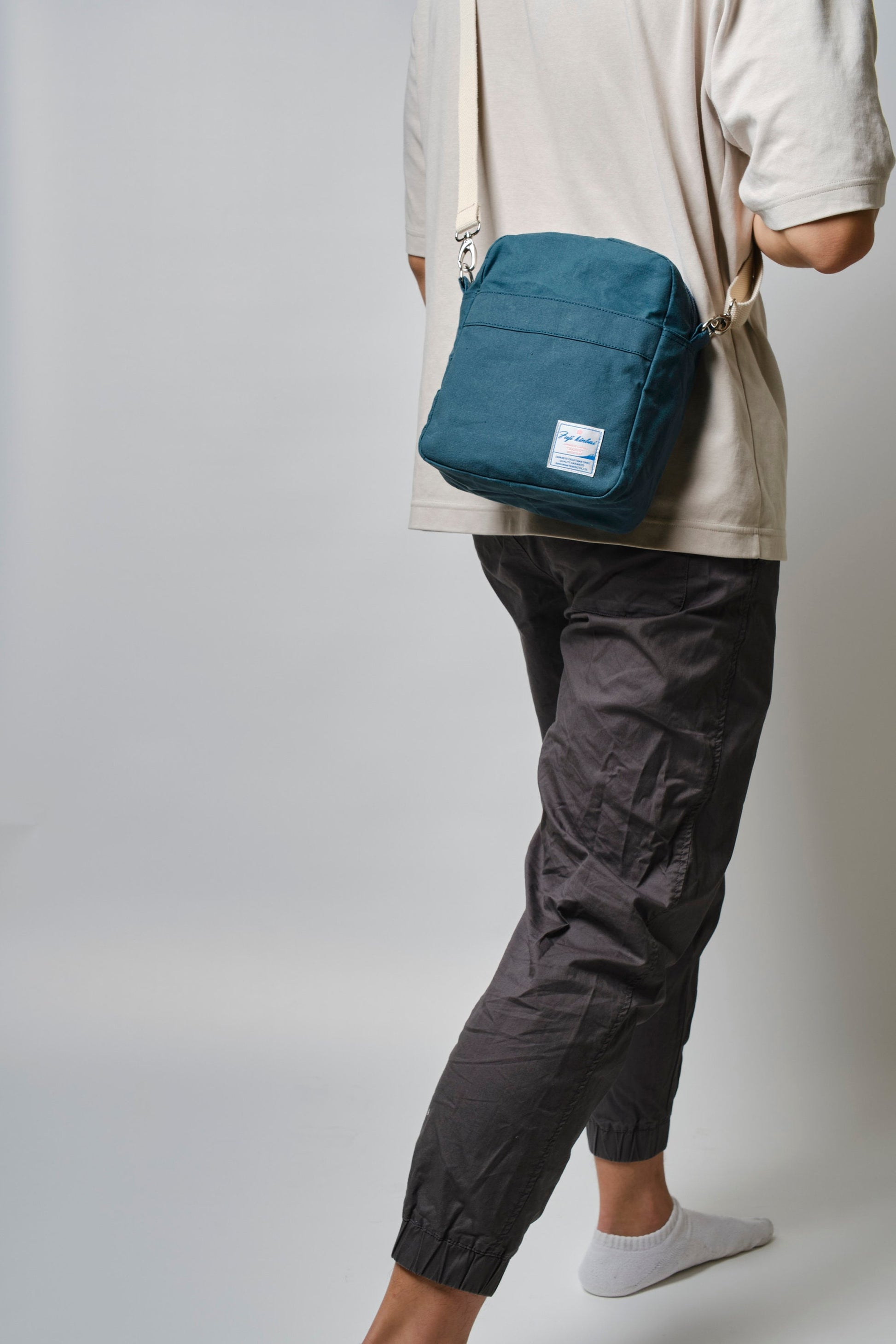 Small Gray Canvas Messenger Bag: Crossbody Travel Bag