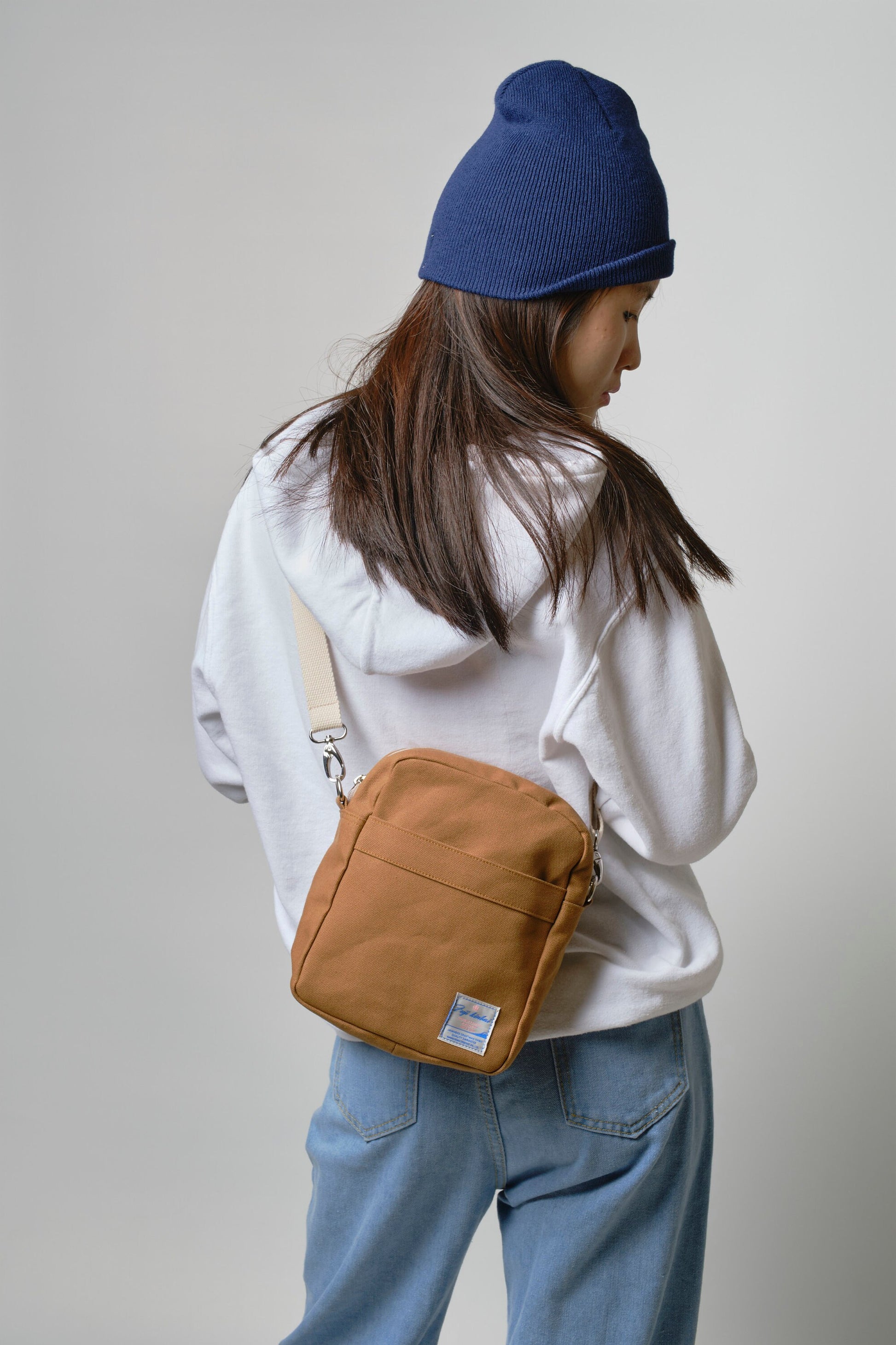 Small Gray Canvas Messenger Bag: Crossbody Travel Bag