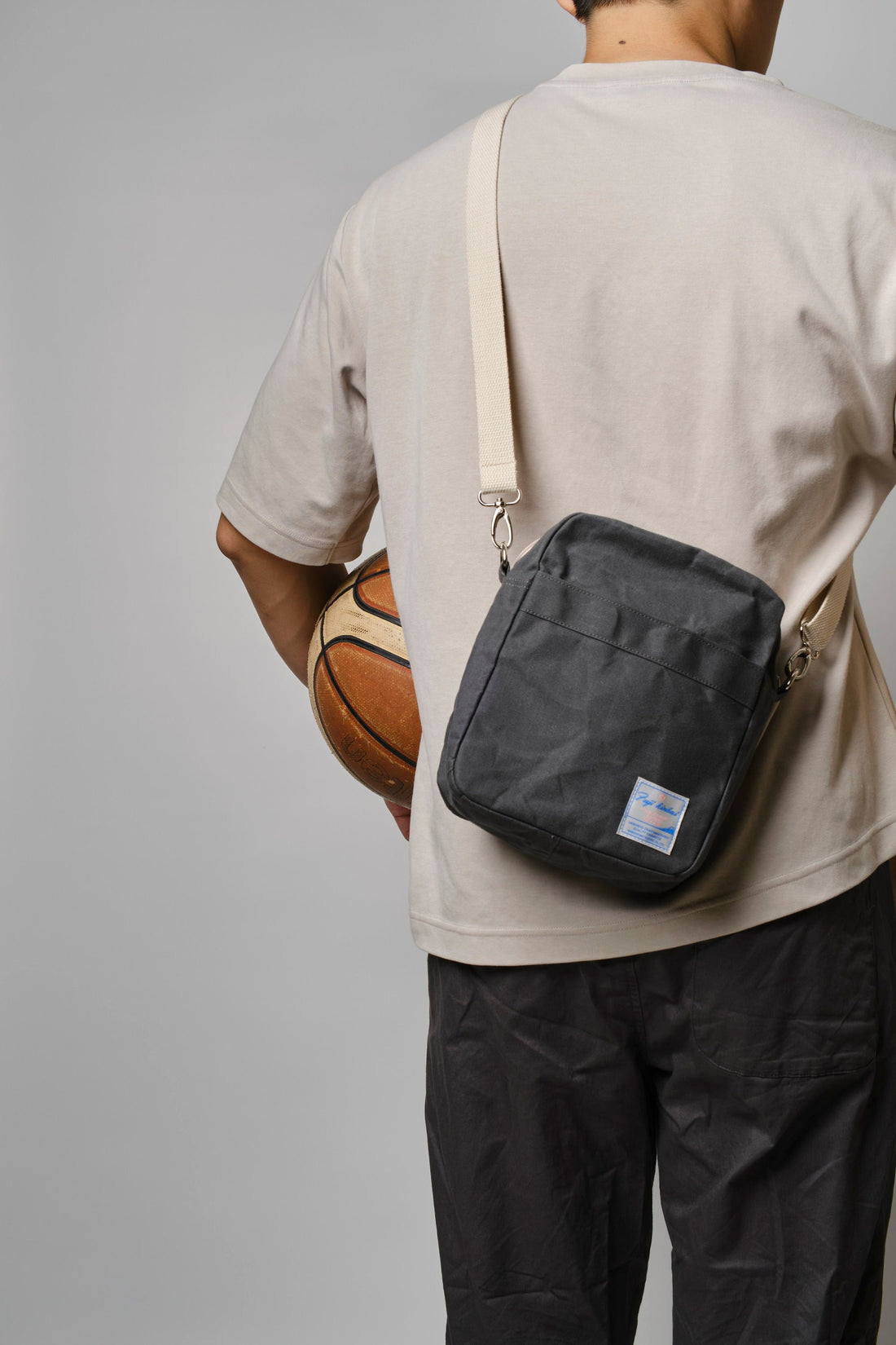 Small Gray Canvas Messenger Bag: Crossbody Travel Bag