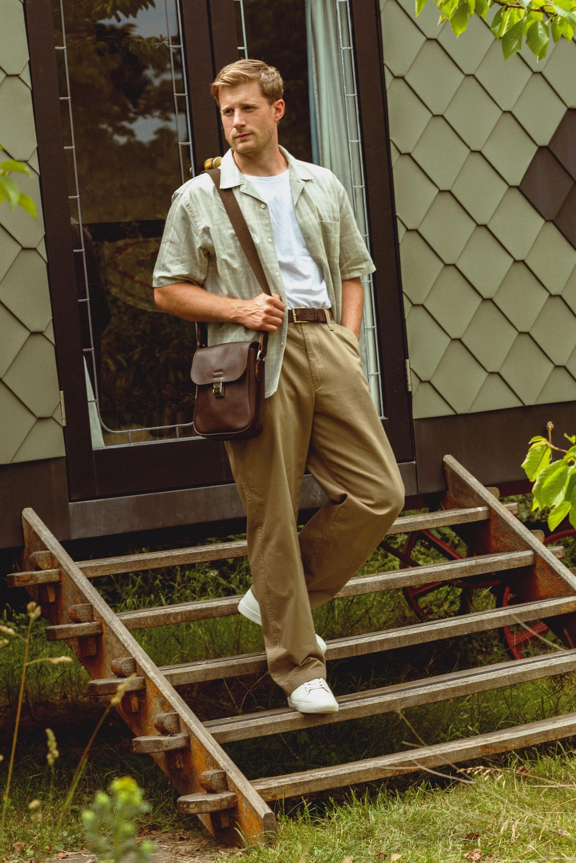 Handmade Brown Leather Messenger Bag, Italian Vegetable Tanned Leather